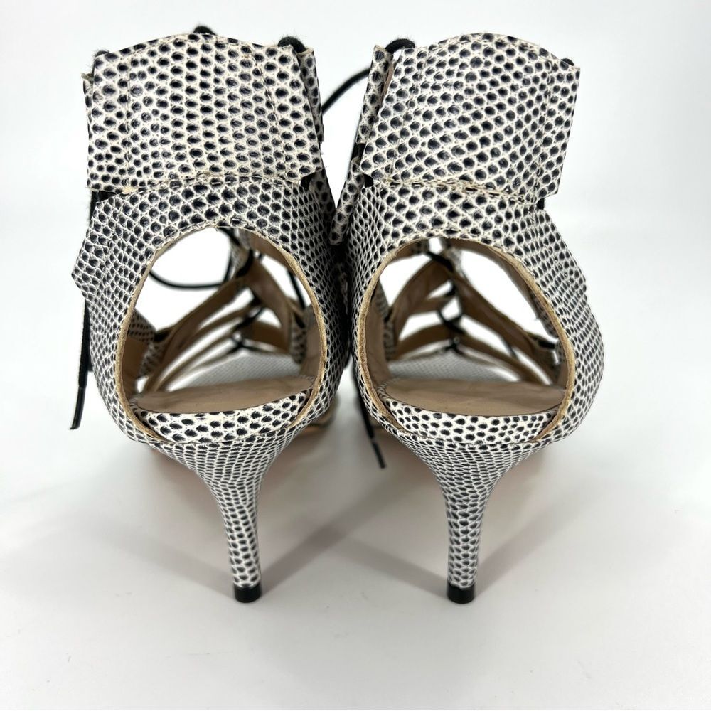 Loeffler Randall Luiza Lizard Print Lace-Up Gladiator Heeled Sandals 9 - Picture 13 of 16